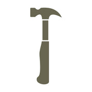Simple and bold claw hammer design, featuring a sturdy handle and curved claw for nail removal. A versatile symbol of craftsmanship and woodworking.