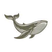 Graceful whale illustration in Delrin leather stamp form, featuring flowing lines and detailed fins—perfect for ocean-inspired leatherwork, marine-themed gifts, or coastal accessories.