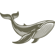 Graceful whale illustration in Delrin leather stamp form, featuring flowing lines and detailed fins—perfect for ocean-inspired leatherwork, marine-themed gifts, or coastal accessories.