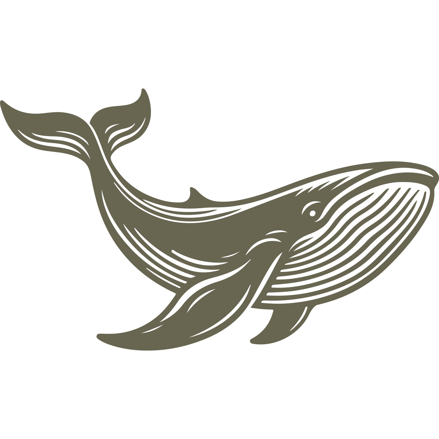 Graceful whale illustration in Delrin leather stamp form, featuring flowing lines and detailed fins—perfect for ocean-inspired leatherwork, marine-themed gifts, or coastal accessories.