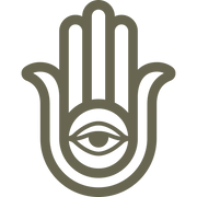 Stylized Hamsa hand design with central eye, crafted into a Delrin leather stamp—symbolizing protection, good fortune, and spiritual guidance in leather projects.