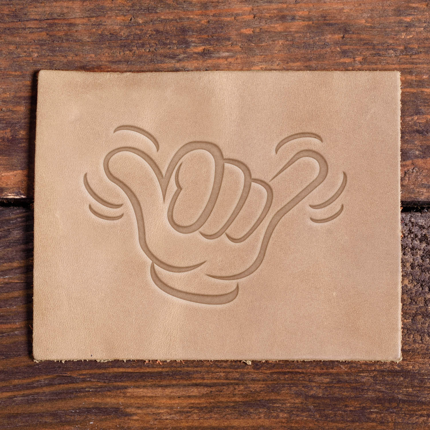 Hang Loose Hand Gesture Delrin Leather Stamp