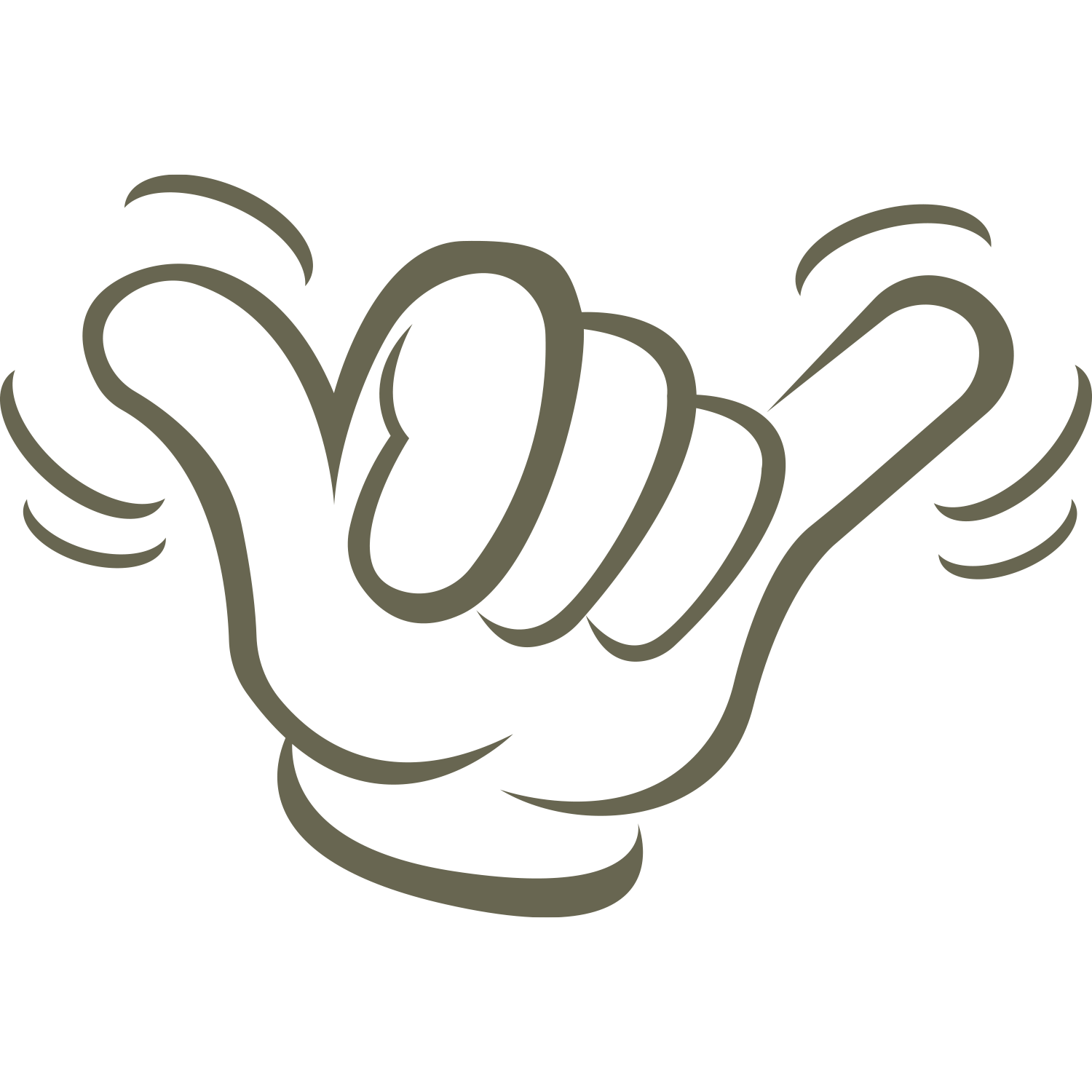 Hang Loose Hand Gesture Delrin Leather Stamp