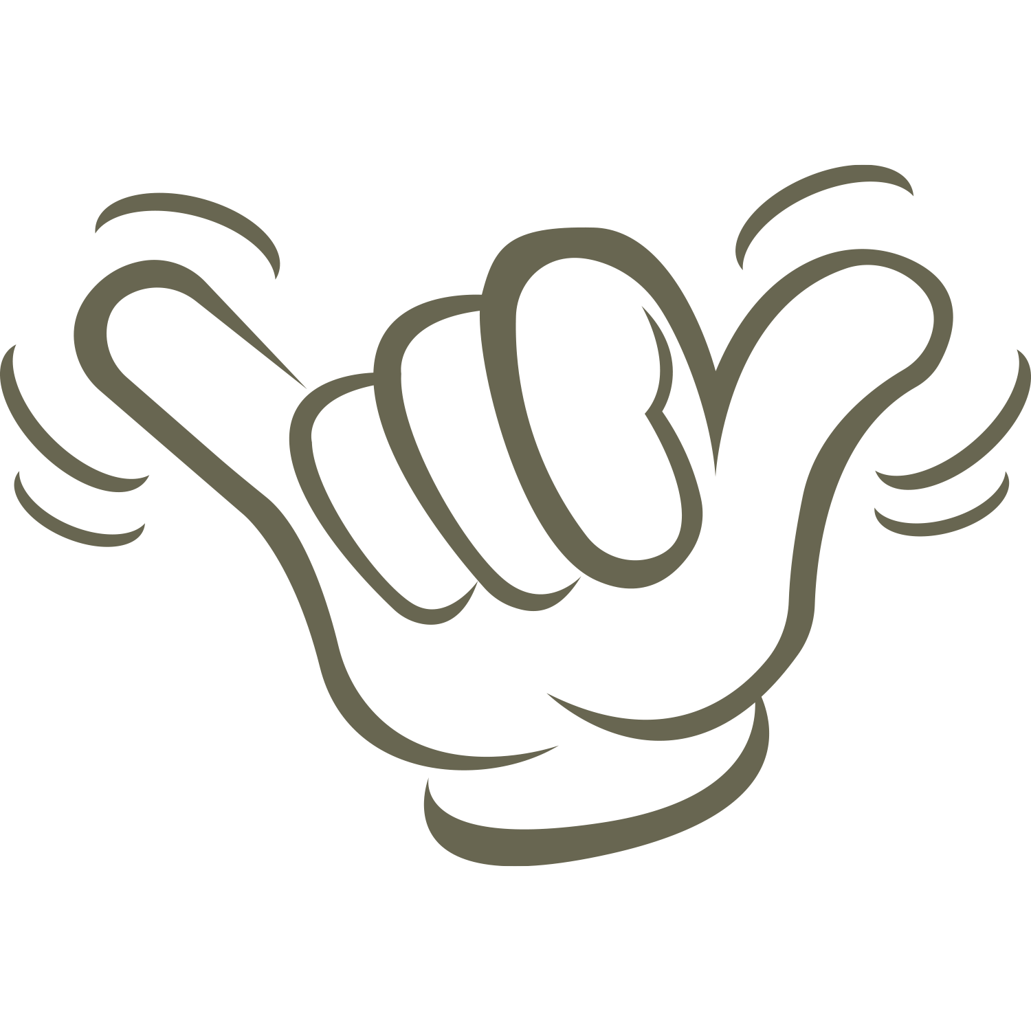 Hang Loose Hand Gesture Delrin Leather Stamp