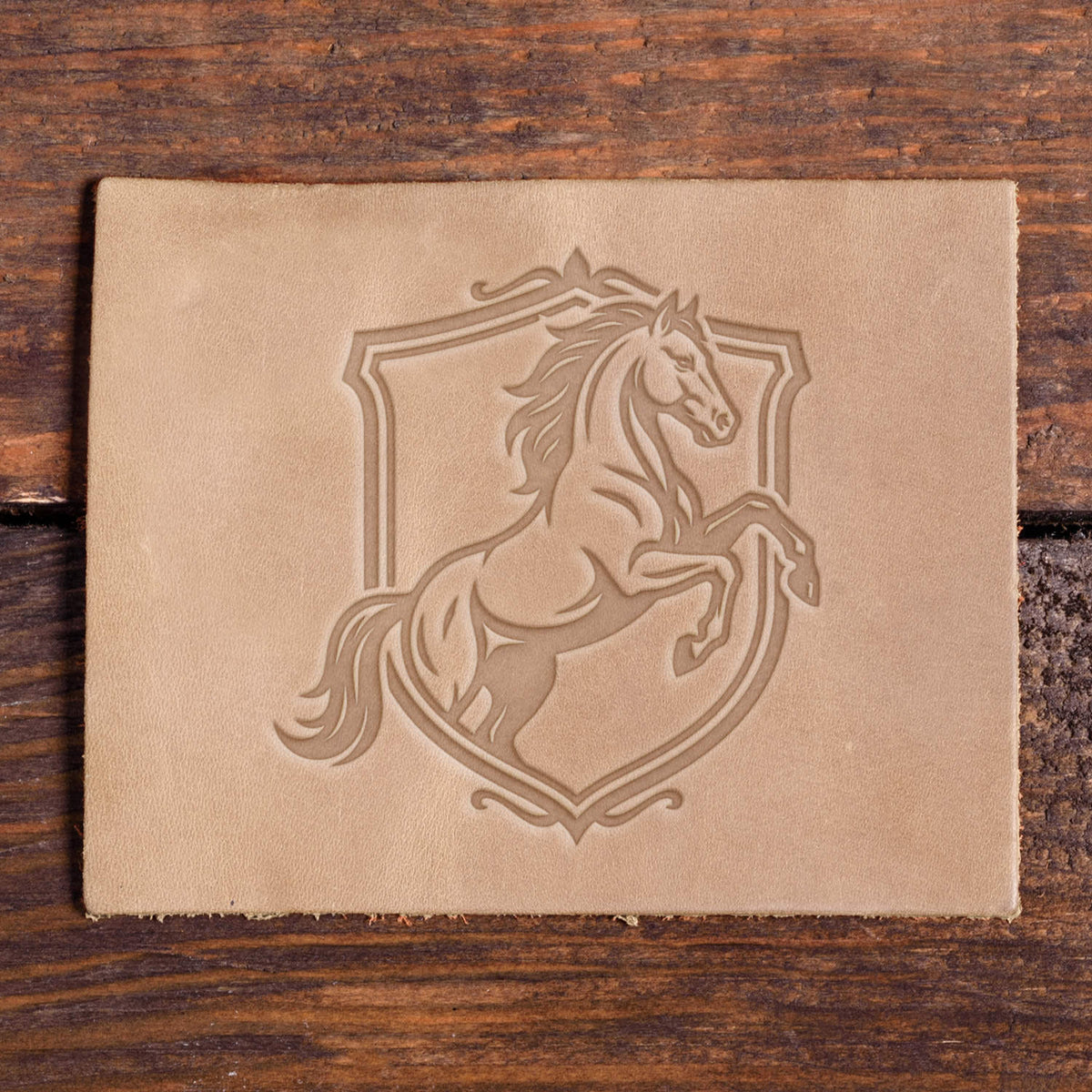 Horse in Shield Delrin Leather Stamp