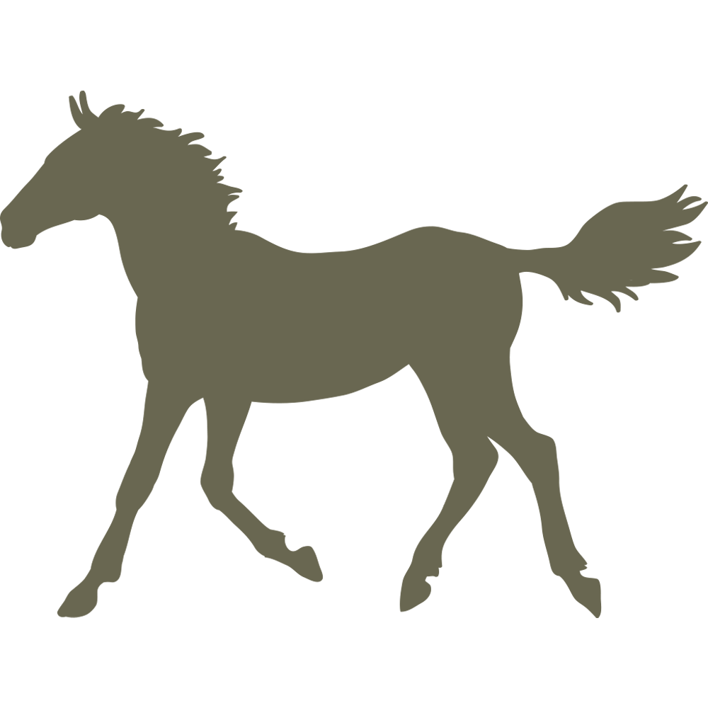 Delrin leather stamp design of a walking horse in a clean silhouette style.