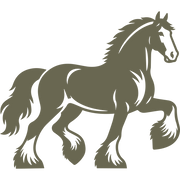 Majestic clydesdale horse design featuring a strong, muscular build, flowing mane, and distinctive feathered hooves.