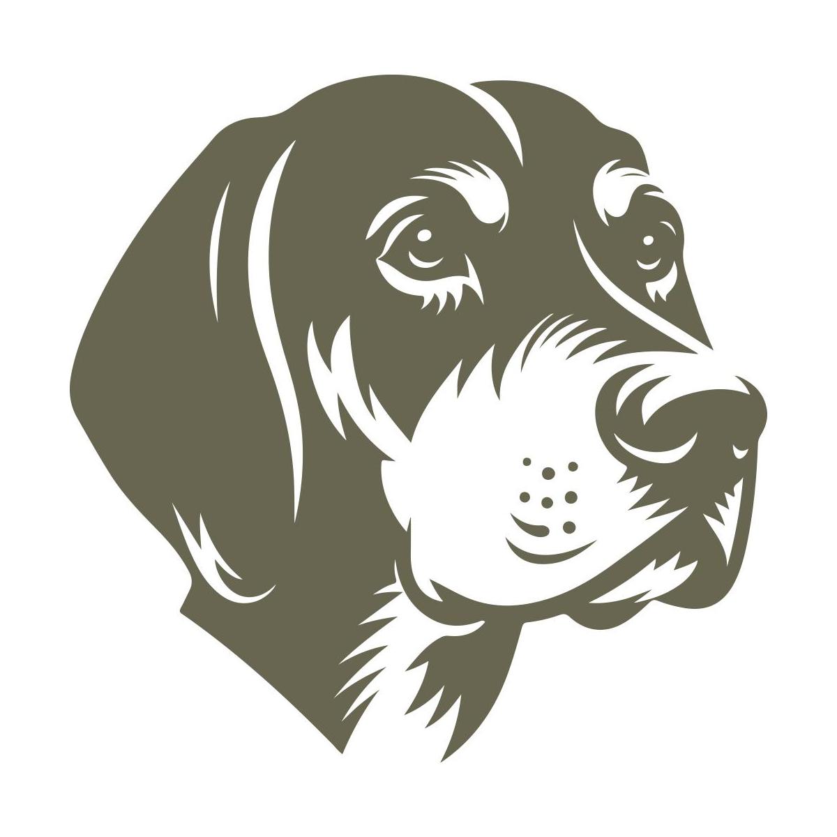 Detailed hound dog head illustration with expressive eyes, soft muzzle lines, and textured fur—perfect for custom leather gifts or dog-themed leathercraft.