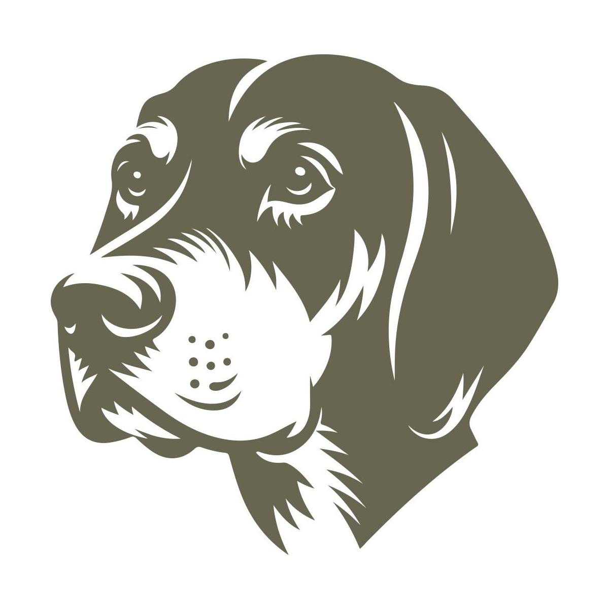 Detailed hound dog head illustration with expressive eyes, soft muzzle lines, and textured fur—perfect for custom leather gifts or dog-themed leathercraft.