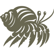 Hermit crab with a detailed shell and spiny legs, designed for ocean and beach-themed leatherwork.