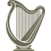Elegant harp design with curved frame and fine strings, symbolizing music and tradition.