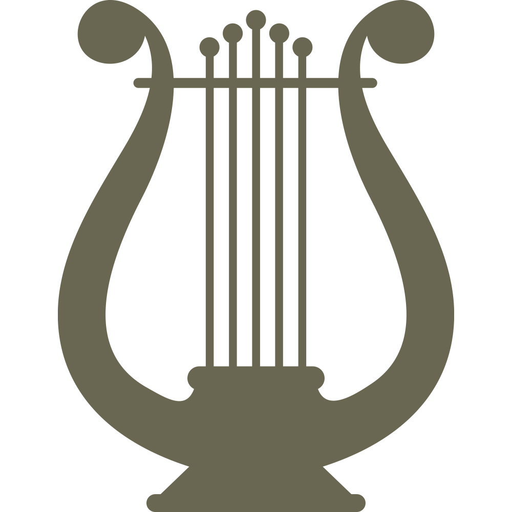 Elegant lyre design featuring symmetrical curves and multiple strings in a clean, minimalist silhouette.