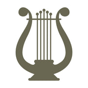 Elegant lyre design featuring symmetrical curves and multiple strings in a clean, minimalist silhouette.