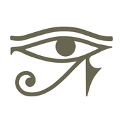 Ancient Eye of Horus design cut from a Delrin leather stamp—featuring bold lines, curved accents, and iconic Egyptian symbolism for detailed leather tooling.