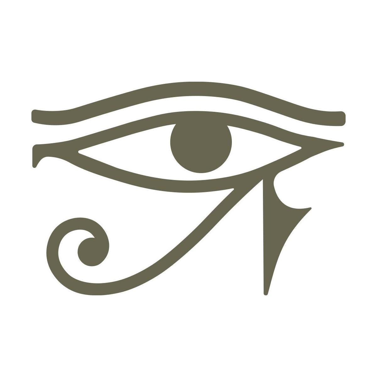 Ancient Eye of Horus design cut from a Delrin leather stamp—featuring bold lines, curved accents, and iconic Egyptian symbolism for detailed leather tooling.