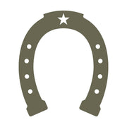 Classic horseshoe design featuring a star at the top and evenly spaced nail holes, symbolizing luck and Western heritage.