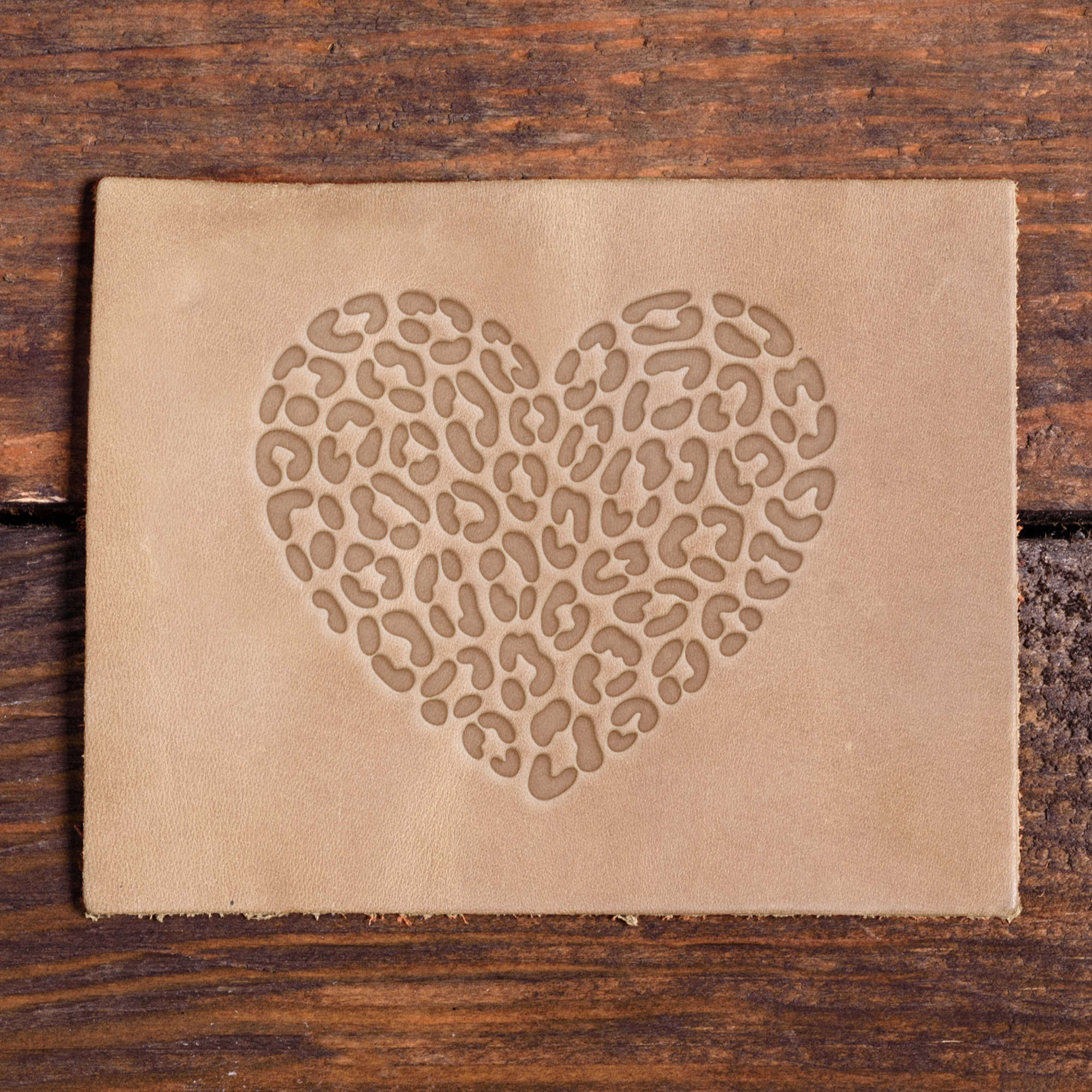 Leopard Print Heart Delrin Leather Stamp