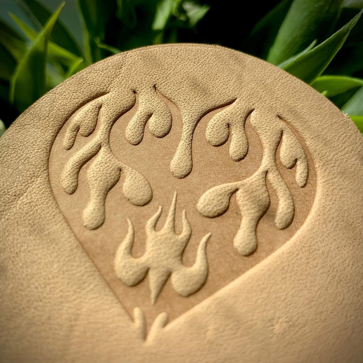Flaming Heart Delrin Leather Stamp