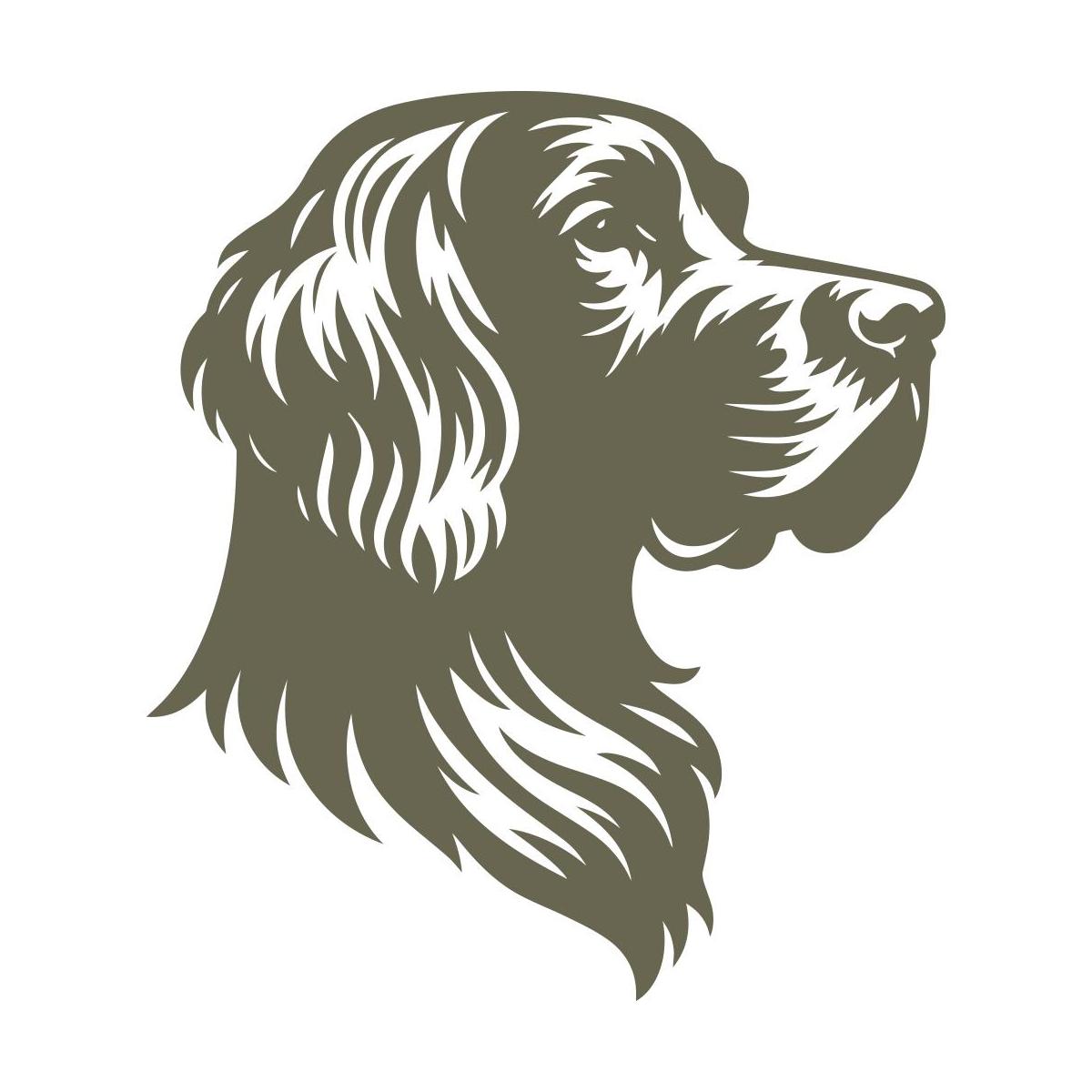 Classic Irish Setter head design featuring flowing fur and a noble profile, ideal for dog-themed leatherwork like collars, tags, wallets, and field gear.