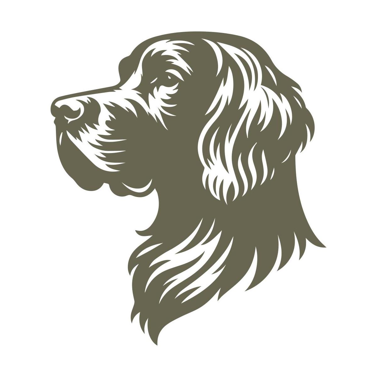 Classic Irish Setter head design featuring flowing fur and a noble profile, ideal for dog-themed leatherwork like collars, tags, wallets, and field gear.