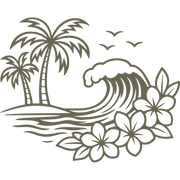 Tropical Wave with Flowers Delrin Leather Stamp