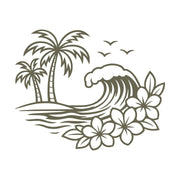 Tropical Wave with Flowers Delrin Leather Stamp
