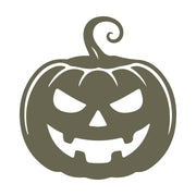 Delrin leather stamp design of a carved jack-o’-lantern with sharp eyes, a wide grin, and a curling stem—perfect for Halloween projects.