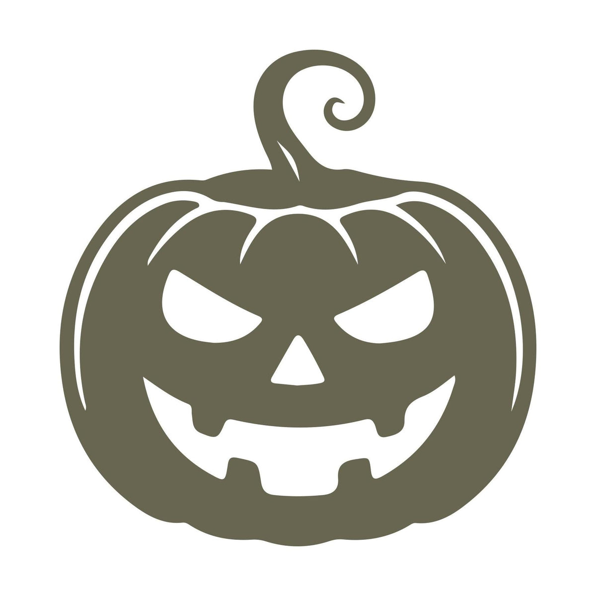 Delrin leather stamp design of a carved jack-o’-lantern with sharp eyes, a wide grin, and a curling stem—perfect for Halloween projects.