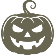 Delrin leather stamp design of a carved jack-o’-lantern with sharp eyes, a wide grin, and a curling stem—perfect for Halloween projects.