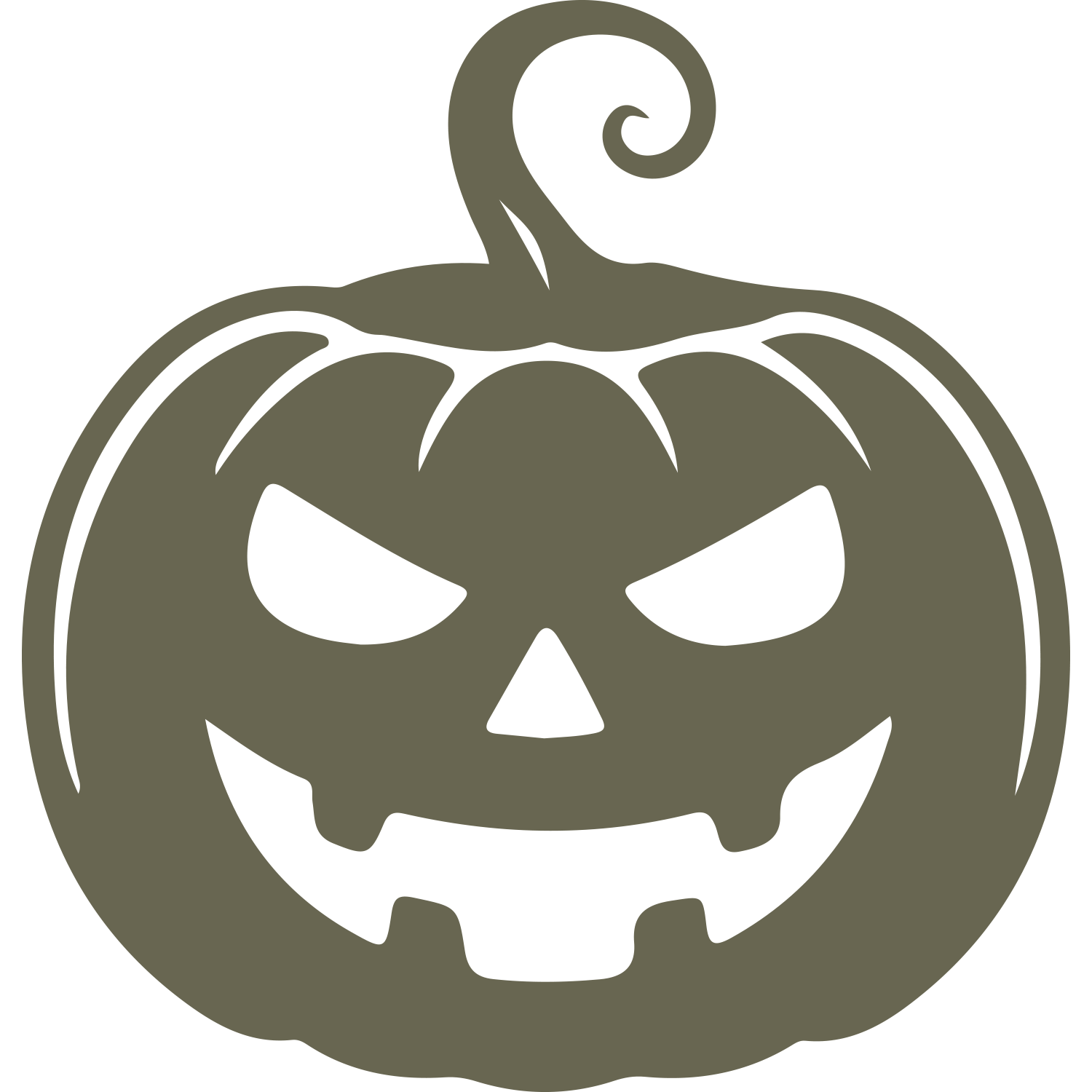 Delrin leather stamp design of a carved jack-o’-lantern with sharp eyes, a wide grin, and a curling stem—perfect for Halloween projects.