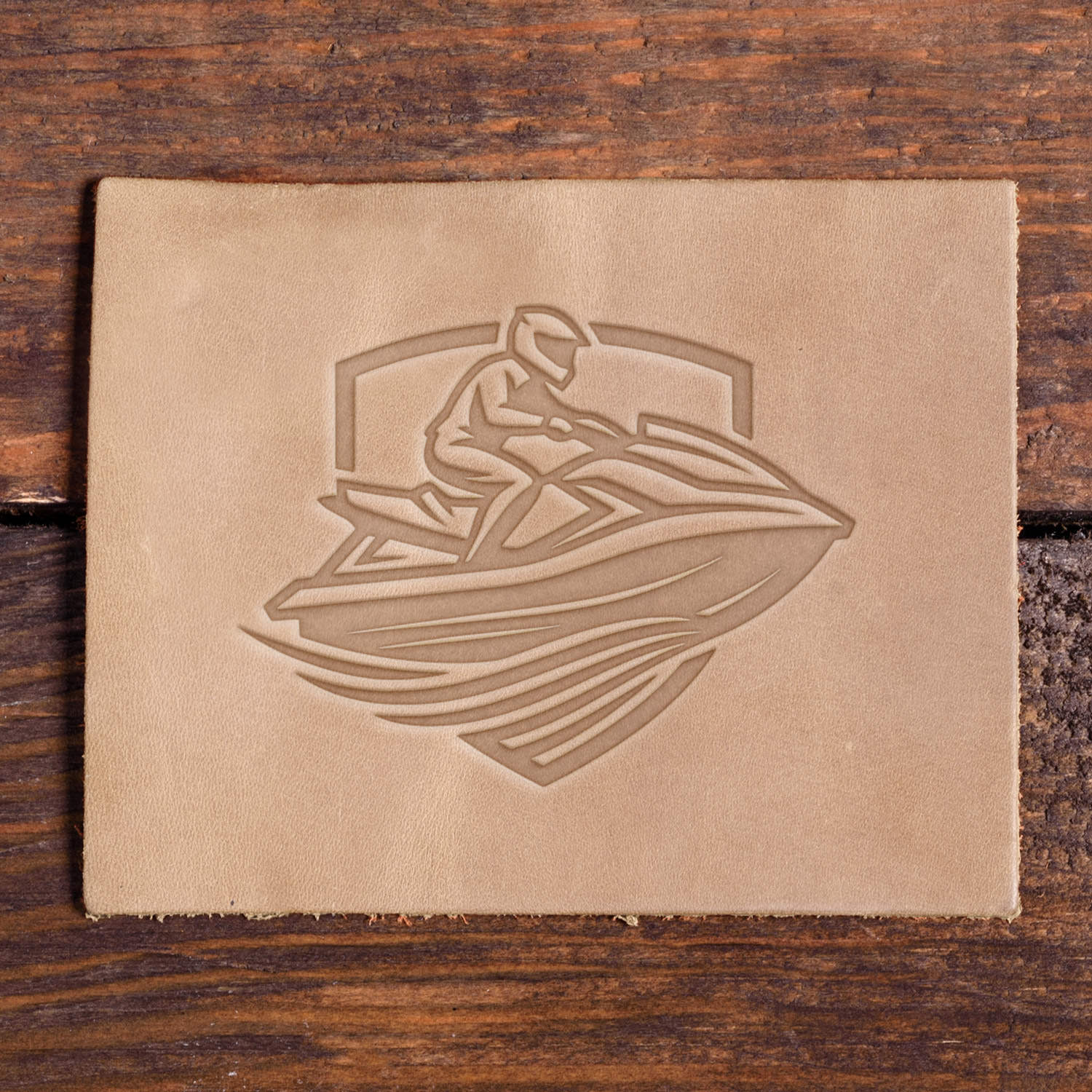 Jet Ski in Water Delrin Leather Stamp