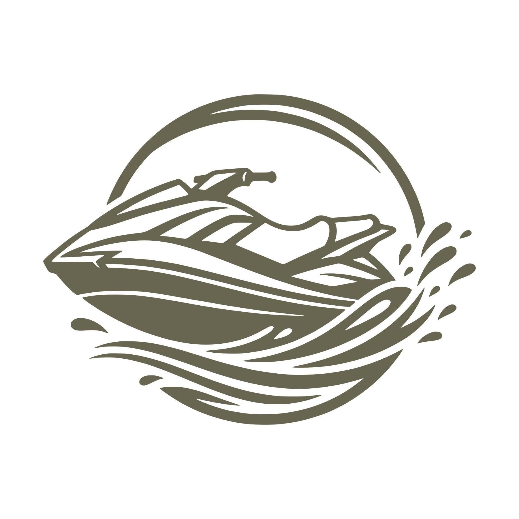 Jet Ski in Water Delrin Leather Stamp