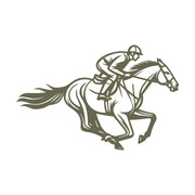 Horse and jockey racing illustration designed for Delrin leather stamping.