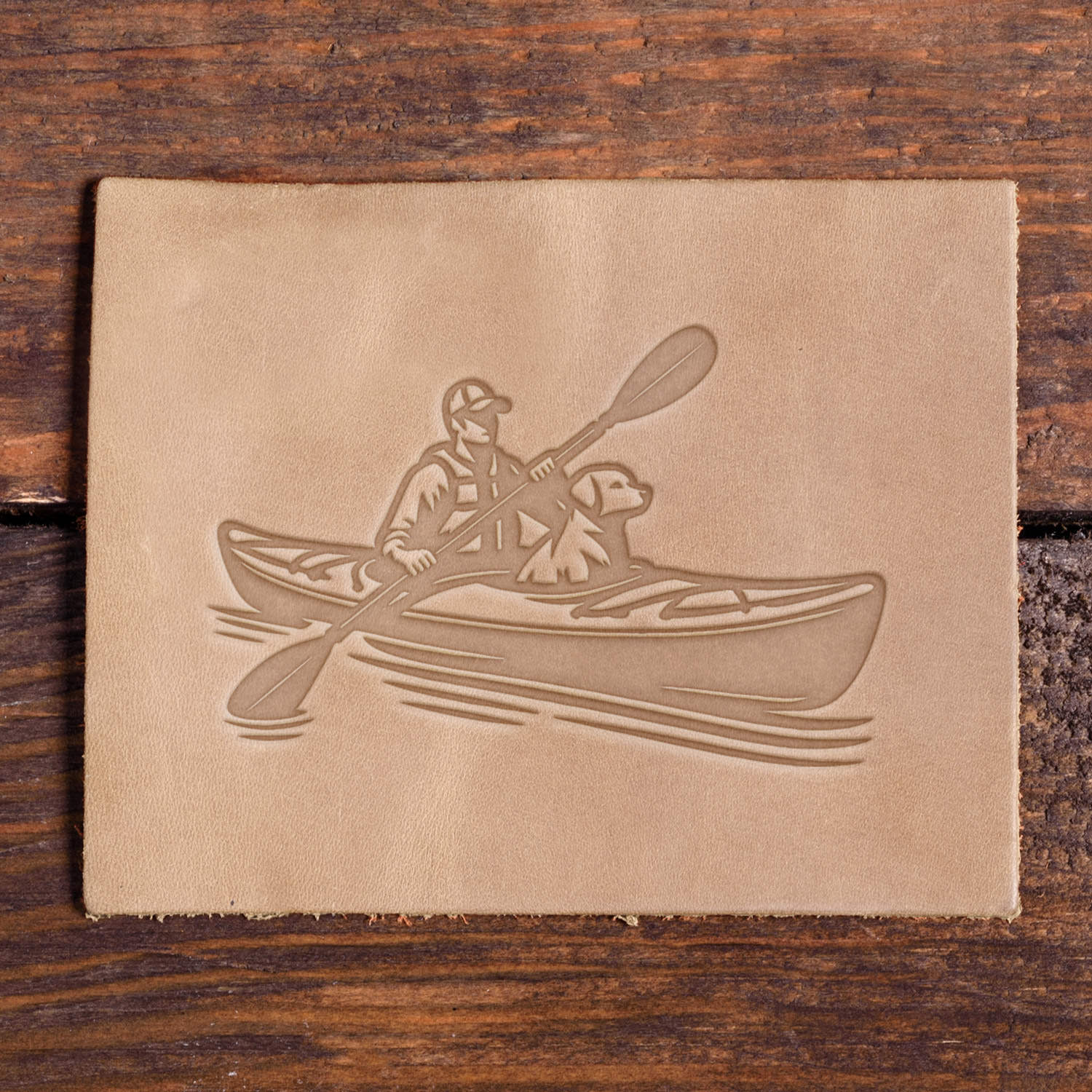 Kayaking with Dog Delrin Leather Stamp