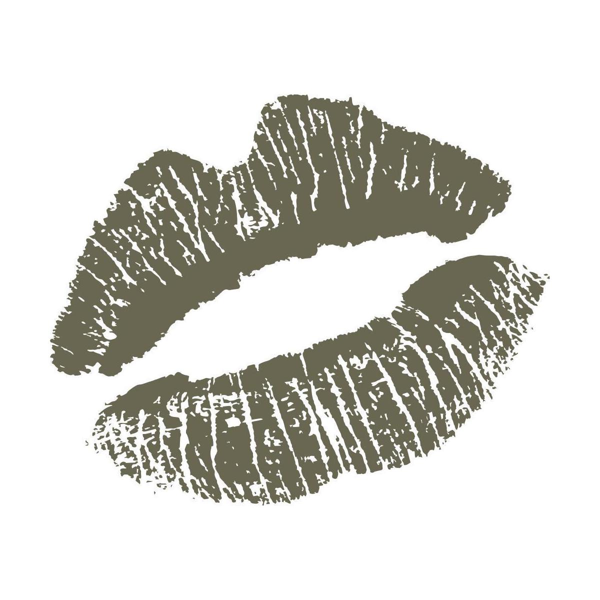 Delrin leather stamp design of textured lipstick kiss marks with detailed lip lines.