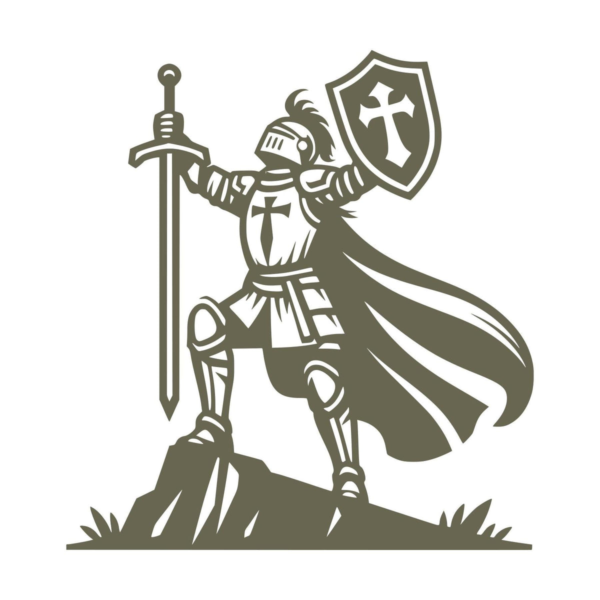 Triumphant Knight with Shield Delrin Leather Stamp