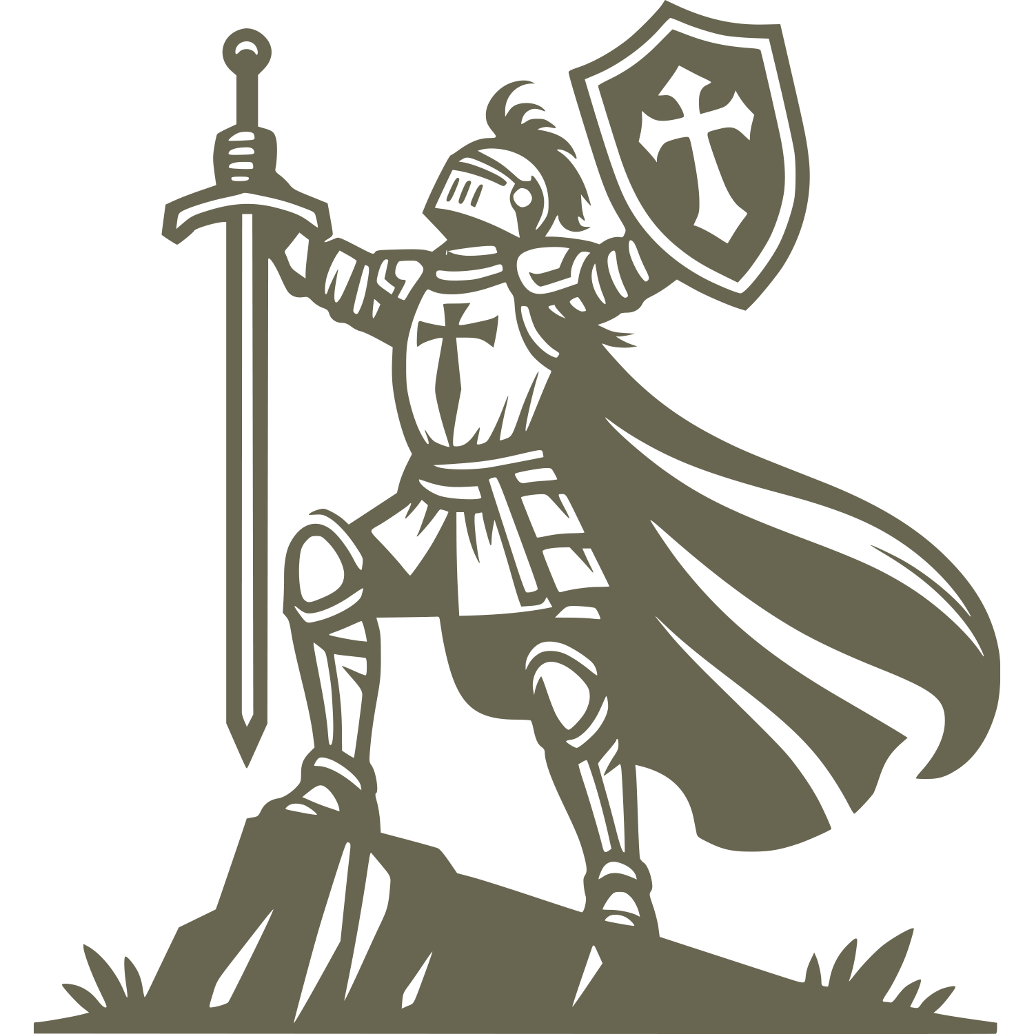 Triumphant Knight with Shield Delrin Leather Stamp