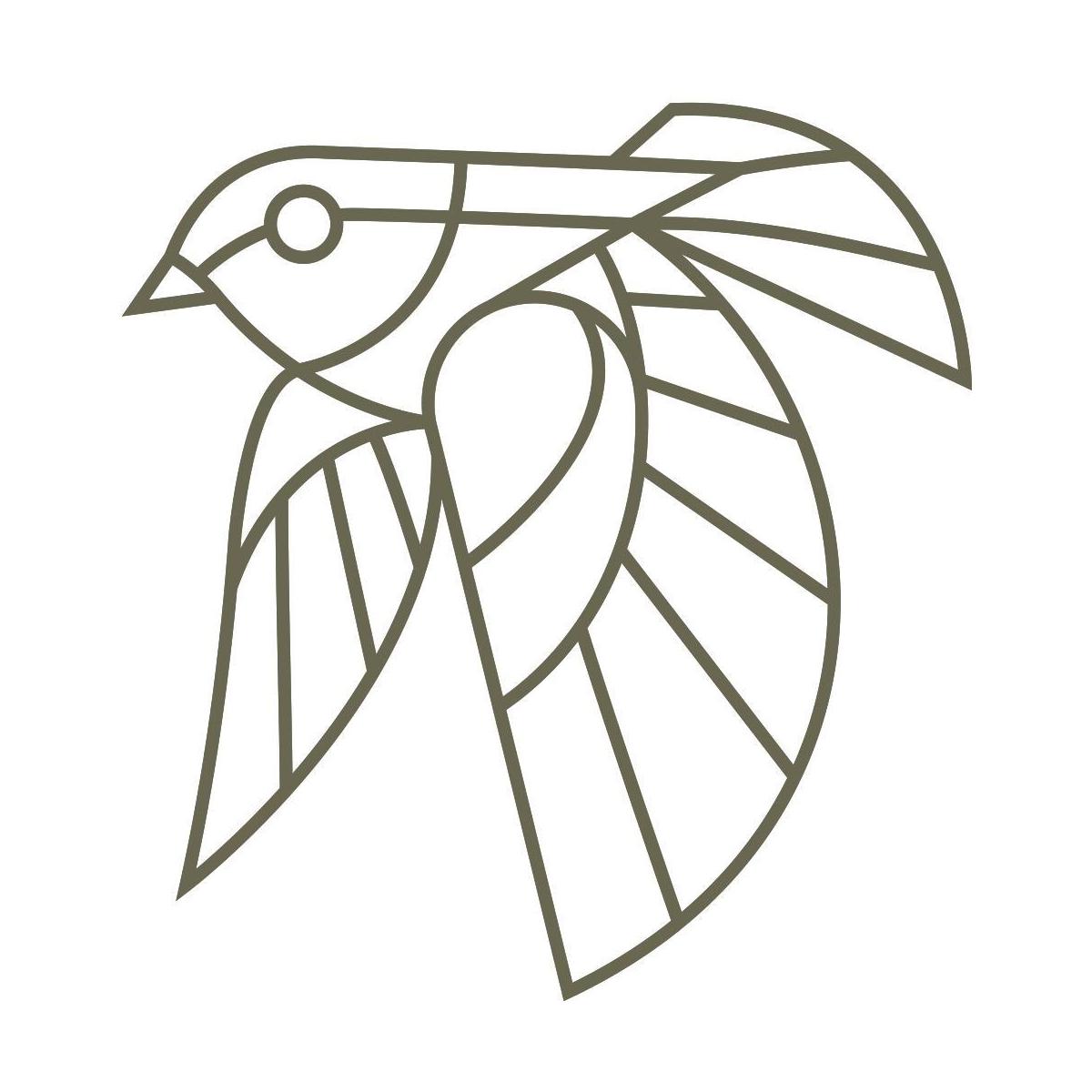 Delrin leather stamp design of a geometric bird with clean, evenly weighted line details.
