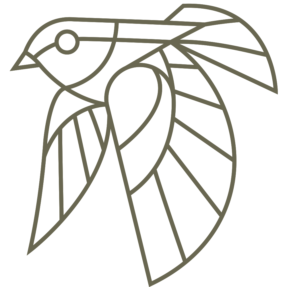 Delrin leather stamp design of a geometric bird with clean, evenly weighted line details.
