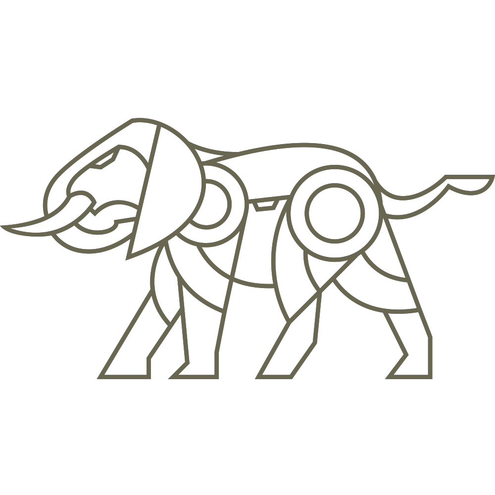 Delrin leather stamp design of a geometric elephant with clean, evenly weighted line details.