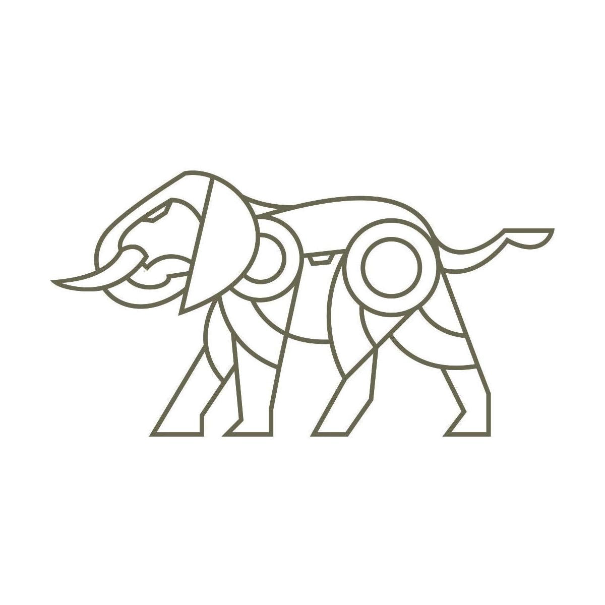Delrin leather stamp design of a geometric elephant with clean, evenly weighted line details.