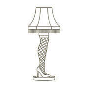 Delrin leather stamp design of the iconic leg lamp with fringe shade and fishnet stocking—perfect for holiday or movie-themed leather projects.