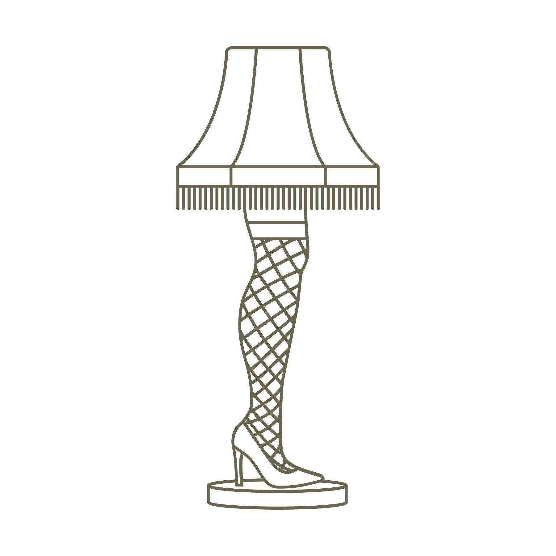 Delrin leather stamp design of the iconic leg lamp with fringe shade and fishnet stocking—perfect for holiday or movie-themed leather projects.