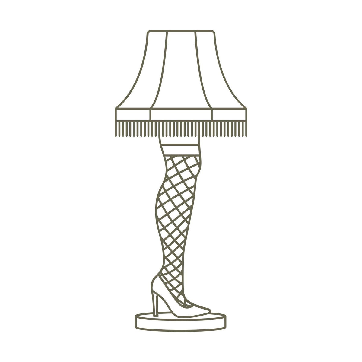 Delrin leather stamp design of the iconic leg lamp with fringe shade and fishnet stocking—perfect for holiday or movie-themed leather projects.