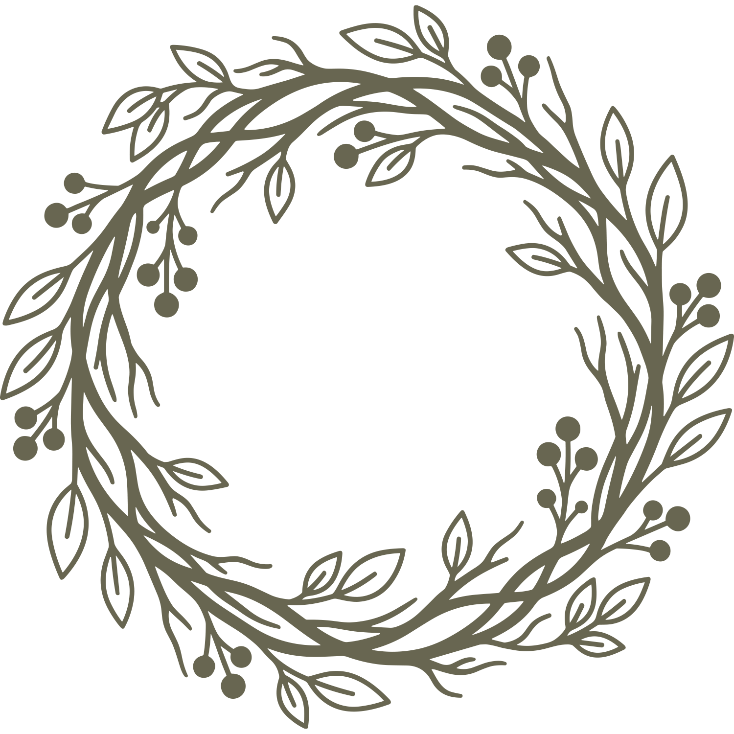 Leafy Wreath with Berries Delrin Leather Stamp