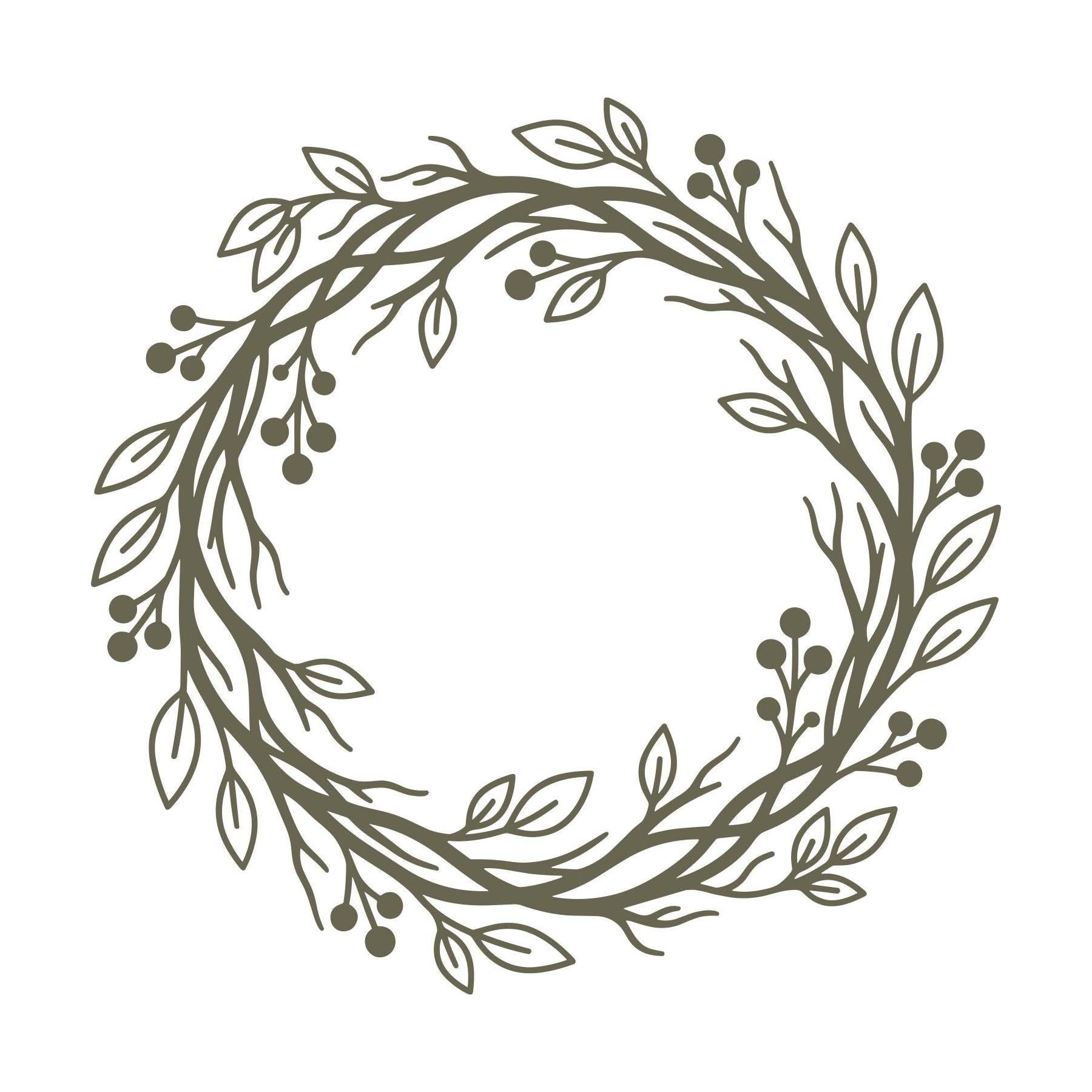 Leafy Wreath with Berries Delrin Leather Stamp