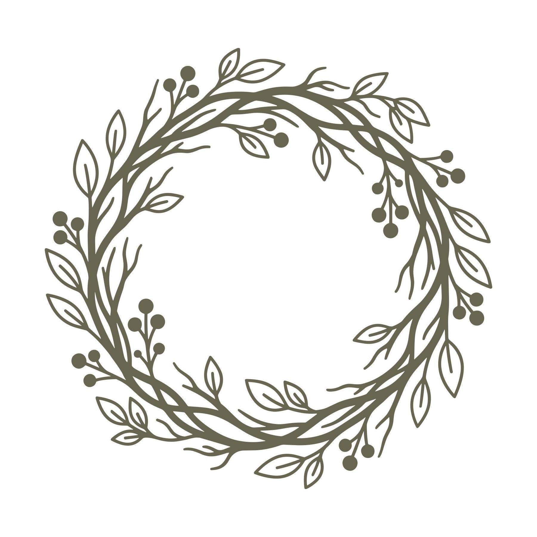 Leafy Wreath with Berries Delrin Leather Stamp