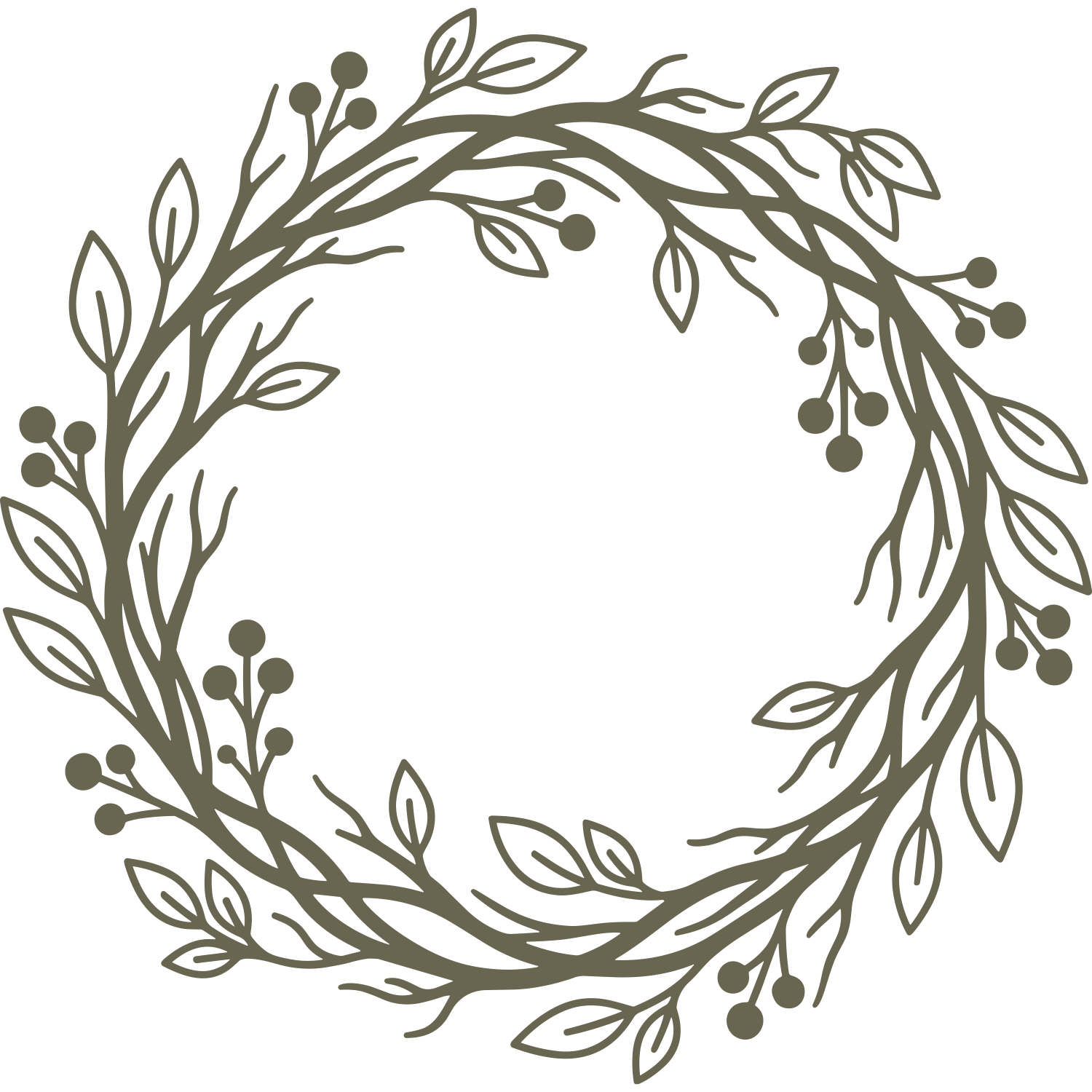 Leafy Wreath with Berries Delrin Leather Stamp