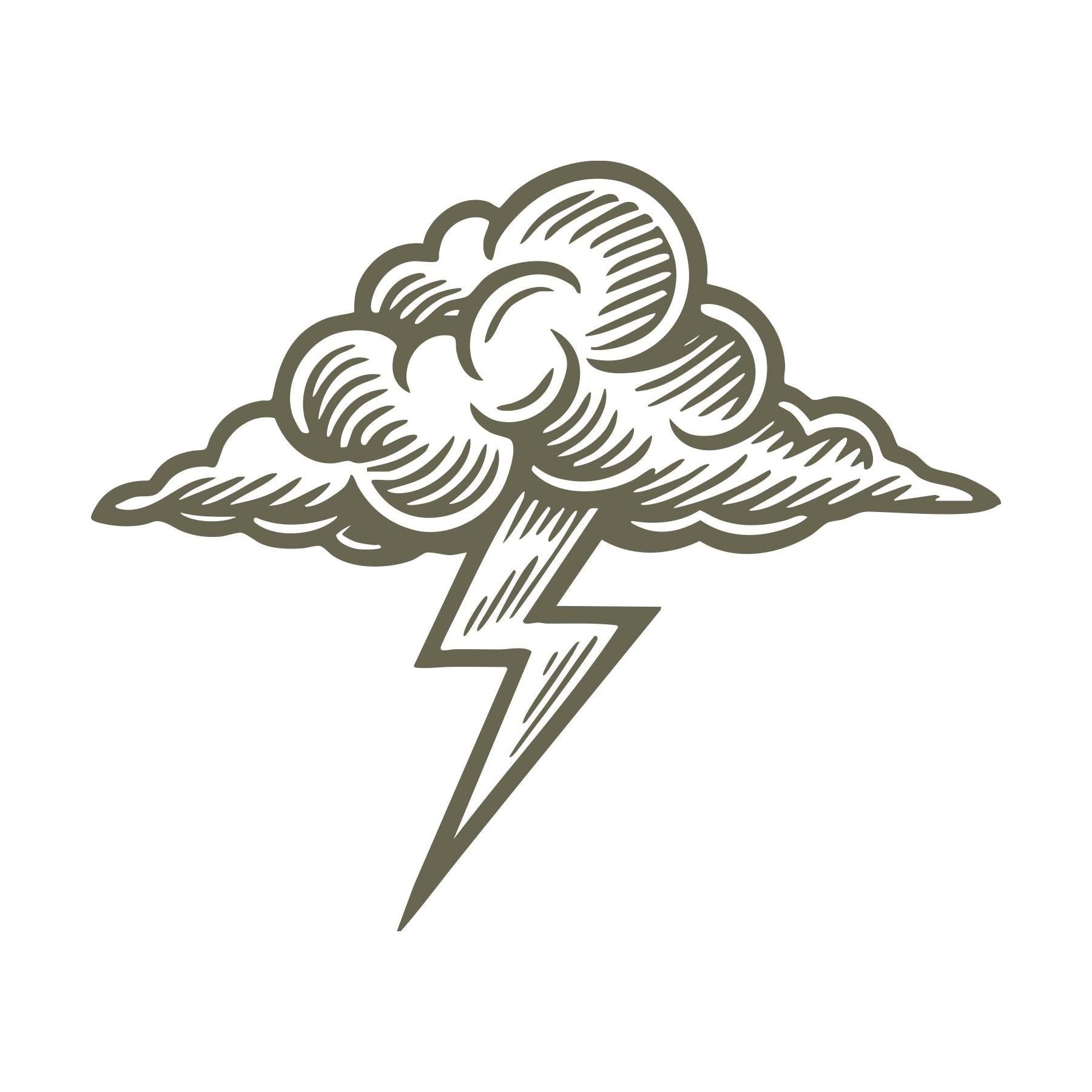 Cloud with Lightning Bolt Delrin Leather Stamp