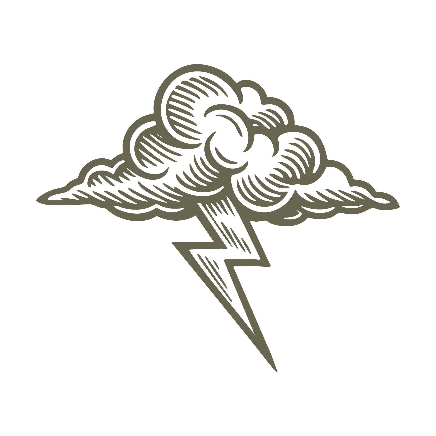 Cloud with Lightning Bolt Delrin Leather Stamp